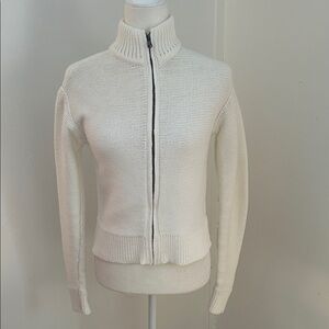 Vineyard Vines Cream “Frost”Full Zip Mock Neck Sweater sz XS